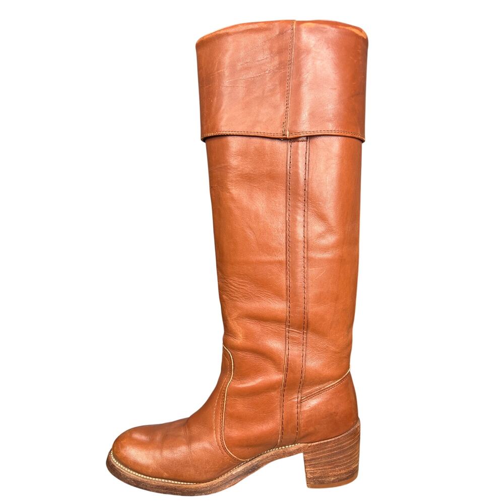 Vintage Frye Women’s Pirate Brown Leather Campus Boot Size US 8.5 - Picture 2 of 11